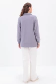 Gri-Yanları Fermuarlı Yakalı Sweat Tunik - 4