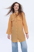 Sarı-Çift Cepli Gömlek Tunik - 1