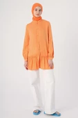 Soft Turuncu-Doğal Kumaş Eteği Fırfırlı Hakim Yaka Gömlek Tunik thumbnail 2