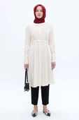 Ekru-Geniş Manşetli Kemerli Tunik thumbnail 2