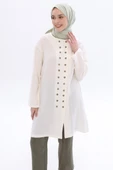 Kemik-%100 Pamuklu Çift Düğmeli Gömlek Tunik thumbnail 1