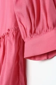 Koyu Pembe-Doğal Kumaş Eteği Fırfırlı Hakim Yaka Gömlek Tunik thumbnail 5