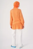 Soft Turuncu-Doğal Kumaş Eteği Fırfırlı Hakim Yaka Gömlek Tunik thumbnail 4