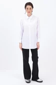 Beyaz-MANŞETİ TAŞLI SİVRİ YAKALI GÖMLEK TUNİK thumbnail 2
