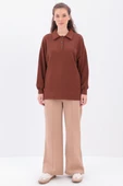 Kahve-Yanları Fermuarlı Yakalı Sweat Tunik thumbnail 2