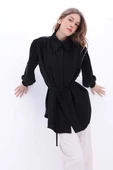 Siyah-Belden Bağlama Detaylı Gömlek Tunik thumbnail 7