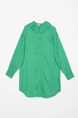 Çimen Yeşili-Yakası Piliseli Viskon Gömlek Tunik thumbnail 8