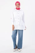 Beyaz-Aplike Cepli Gömlek Tunik thumbnail 2