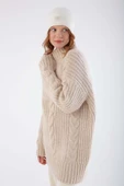 Ekru-Saç Örgülü Triko Kazak - 5