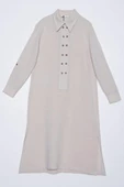 Kemik-Çift Düğmeli Keten Tunik - 6