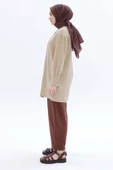 Bej-Hakim Yaka Biritli Keten Tunik thumbnail 3