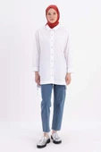 Beyaz-ROBA VE DİKİŞ DETAYLI GÖMLEK TUNİK thumbnail 2