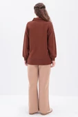 Kahve-Yanları Fermuarlı Yakalı Sweat Tunik thumbnail 3