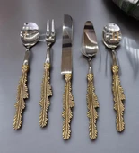 Royking Tüy Desen 5 Parça Servis Seti Antik Gold EYM 060 - 1