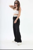 Kemer Detaylı Yüksek Bel Palazzo Pantolon - Siyah thumbnail 3