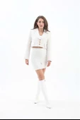 Pile Detaylı Fermuarlıl Etek - Ekru thumbnail 3