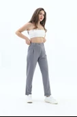 Beli Lastikli Cepli Havuç Pantolon - Gri thumbnail 3