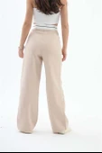Kemer Detaylı Yüksek Bel Palazzo Pantolon - Bej thumbnail 5