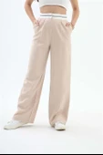 Kemer Detaylı Yüksek Bel Palazzo Pantolon - Bej thumbnail 2