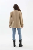 Kadın Kruvaze Yaka Oversize Blazer Ceket - Vizon thumbnail 7