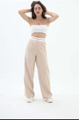 Kemer Detaylı Yüksek Bel Palazzo Pantolon - Bej thumbnail 1