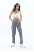 Beli Lastikli Cepli Havuç Pantolon - Gri thumbnail 1