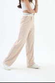 Kemer Detaylı Yüksek Bel Palazzo Pantolon - Bej thumbnail 4