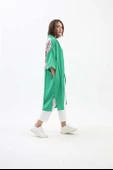 Arkası Baskılı Püsküllü Kimono - Yeşil thumbnail 3