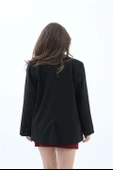 Kadın Kruvaze Yaka Oversize Blazer Ceket - Siyah thumbnail 7
