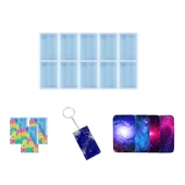 Epoksi Çoklu Silikon Kalıp Anahtarlık Kalıbı Dikdörtgen Seri Döküm Kalıbı 4X6 CM 10 Lu thumbnail 1