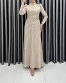 24Y4589 HENNİN ABİYE ELBİSE PUL TAŞ İŞLEMELİ - 6