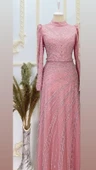 24Y4589 HENNİN ABİYE ELBİSE PUL TAŞ İŞLEMELİ - 4