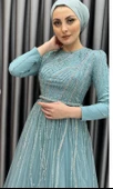 24Y4581 HENNİN ABİYE ELBİSE TAŞ İŞLEMELİ TÜL KATLI - 2