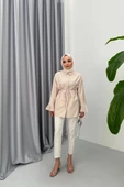 24Y4134 TUNİK KOL UCU PİLELİ BELİ BAĞCIKLI - 5