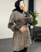 24Y7230 TUNİK KOL LASTİKLİ BEL KUŞAKLI - 4