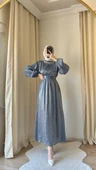 24Y3283 ELBİSE JAN JAN YAKA TAŞ DETAY BEL LASTİKLİ - 1