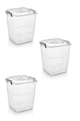3 Adet Tetris Kare Plastik Şeffaf Saklama Kutusu 7 Litre - 1152-01_3 - 1