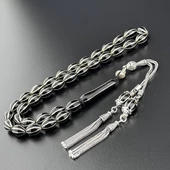 8'li Gümüş Yarmalı Erzurum Oltu Taşı Tesbih Hcz-Model DCVBG thumbnail 3