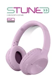 Powerway Stune Pembe Bluetooth Kulaklık - 6D Sound, 18 Saat Kullanım, Hafıza Kartı Destekli - 1