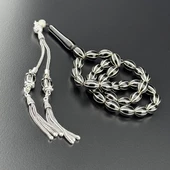 8'li Gümüş Yarmalı Erzurum Oltu Taşı Tesbih Hcz-Model DCVBG thumbnail 1