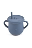 JOJOBEBEK Silikon Pipetli Bardak, ( Alıştırma Bardağı ) Çerez Kapağı / Lacivert - 3