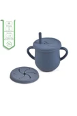 JOJOBEBEK Silikon Pipetli Bardak, ( Alıştırma Bardağı ) Çerez Kapağı / Lacivert - 1
