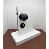 Mat Siyah Kapı Tokmağı Kapı Babası + Alt Rozeti (Kilit Hariçtir) thumbnail 1