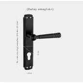 Osmanlı Mat Siyah Çelik Kapı Kolu Sol Basar + Tokmak Ve Alt Rozeti (Kilit Hariçtir) thumbnail 4