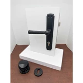 Osmanlı Mat Siyah Çelik Kapı Kolu Sol Basar + Tokmak Ve Alt Rozeti (Kilit Hariçtir) thumbnail 2