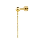 3 mm Top Zincirli Altın Piercing - 1