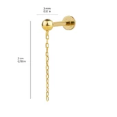 3 mm Top Zincirli Altın Piercing - 2