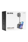 S-LINK SL-M9055 Siyah TypeC 10W Kablosuz Şarj Cihazı Fanlı Kalemlikli Masa Lambası - 1