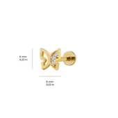 Taşlı Kelebek Altın Piercing - 2