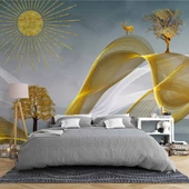 3 Boyutlu Altın Manzaralı Duvar Kağıdı thumbnail 2